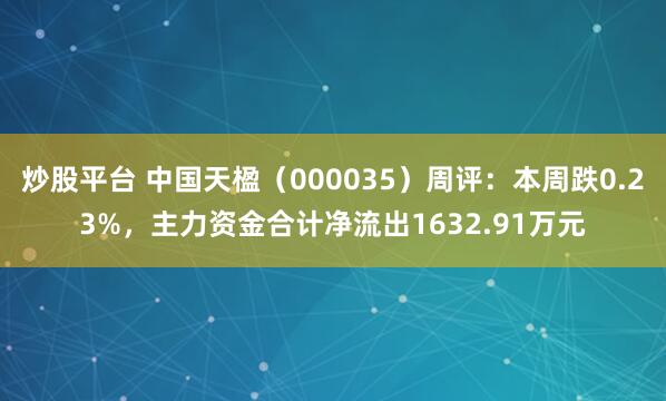 炒股平台 中国天楹（000035）周评：本周跌0.23%，主力资金合计净流出1632.91万元